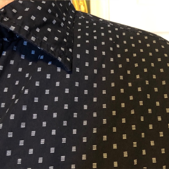 Gap Men’s Slim Fit casual printed long sleeve button down, black and white (M) - Picture 4 of 9